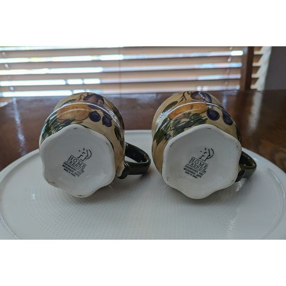 Vtg Home Trends Granada Tuscan Fruit 4" coffee mugs 2 each - Picture 3 of 12
